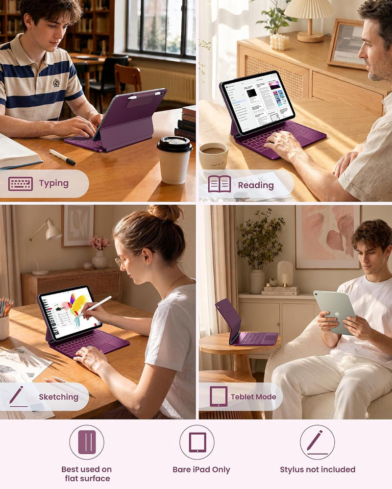 Funda con Teclado typecase Edge para iPad 11" (A16) / 10.ª Gen - Frambuesa