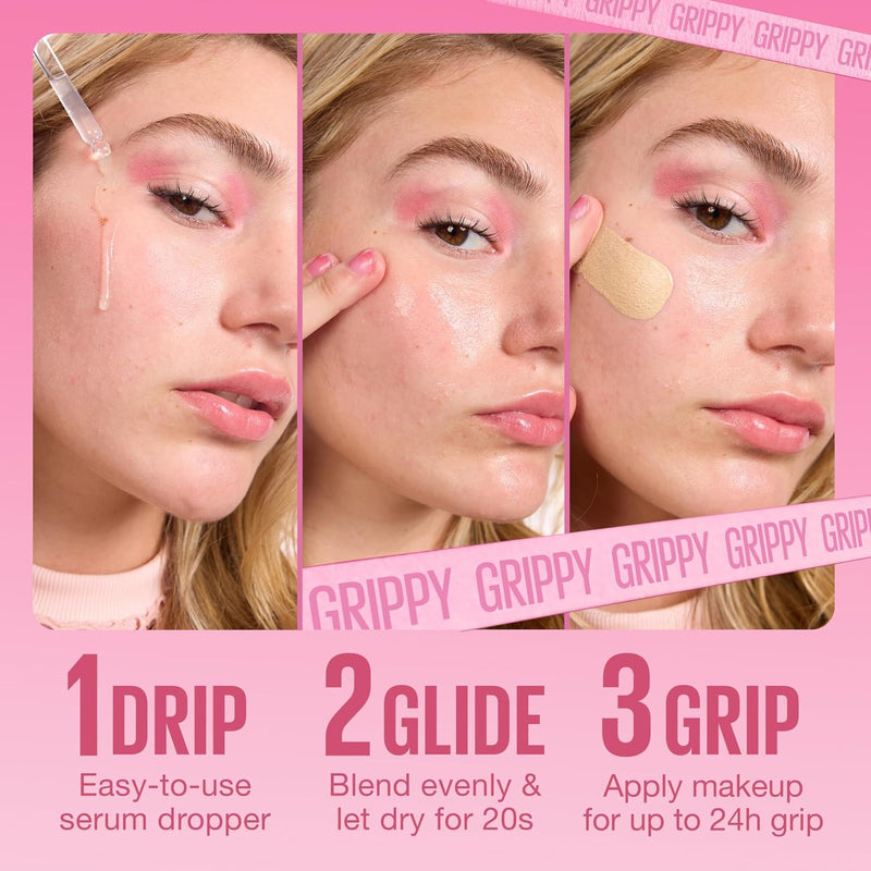 MAYBELLINE Grippy Serum Primer, Hydrating Makeup Primer with 2% Niacinamide For Up To 24HR Make Up Wear, Clear, 1 Count