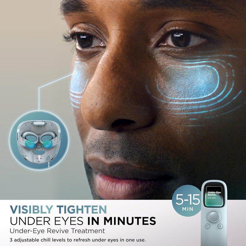 Mascarilla facial LED Shark CryoGlow con enfriamiento ocular, antienvejecimiento y reparación de imperfecciones, USB-C y control remoto