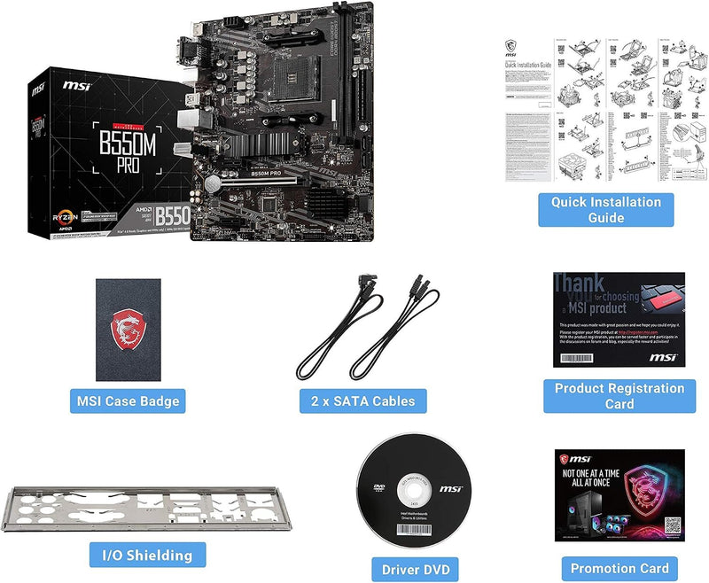 MSI Placa base PRO B550M-P, mATX - Compatible con AMD Ryzen 5000/5000 Serie G