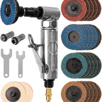 Right Angle Air Die Grinder With 22 pcs 2-inch Roll Lock Sanding Discs,1/4 inch Pneumatic Die Grinder Tool,Mini Angle Gr