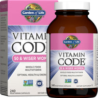 Garden of Life Vitamin Code Multivitamin for Women 50 & Over, 240 Capsules, Vitamins for Women 50 Plus with B Vitamins, Vitamins A, C, D3, E & K, CoQ10, Probiotics & Enzymes - 120 Count (Pack of 1)
