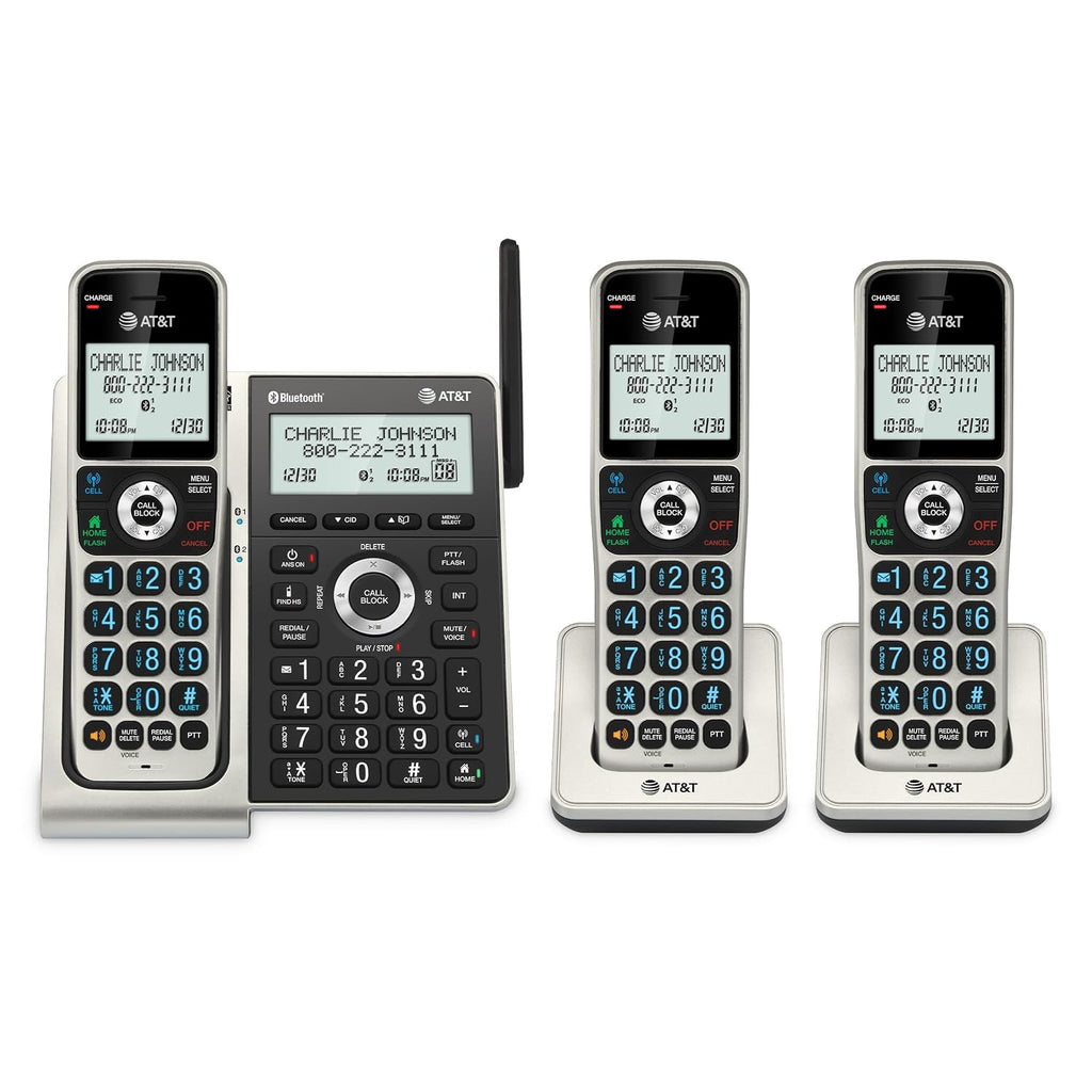 AT&T BL3107-3 DECT 6.0 3-Handset Cordless Phone, Titanium Black