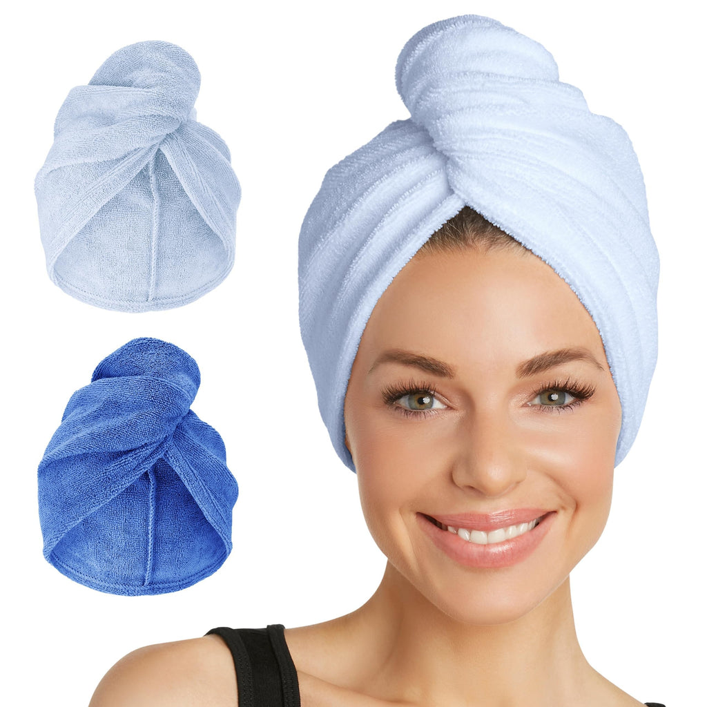 Turbie Twist 2-Pack Microfiber Hair Towel for Beauty, Travel, Gifting - Wrap Turban for Straight, Wavy & Curly Hair - Pr