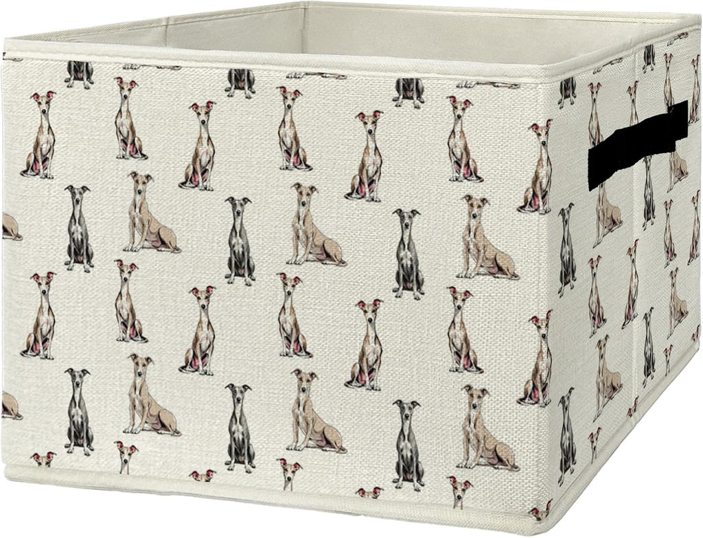 EGBTL Greyhound Gifts Storage Bins & Boxes with Handles, Dog Foldable Basket for Organizing Dog Lovers Owners, Greyhound