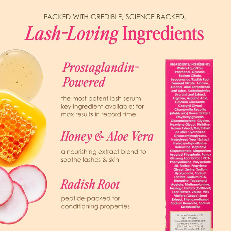Grande Cosmetics GrandeLASH-MD Suero Potenciador de Pestañas - Fórmula Infundida con Péptidos y Vitaminas para Pestañas más Largas, Gruesas y de Aspecto más Completo - Probado por Oftalmólogos