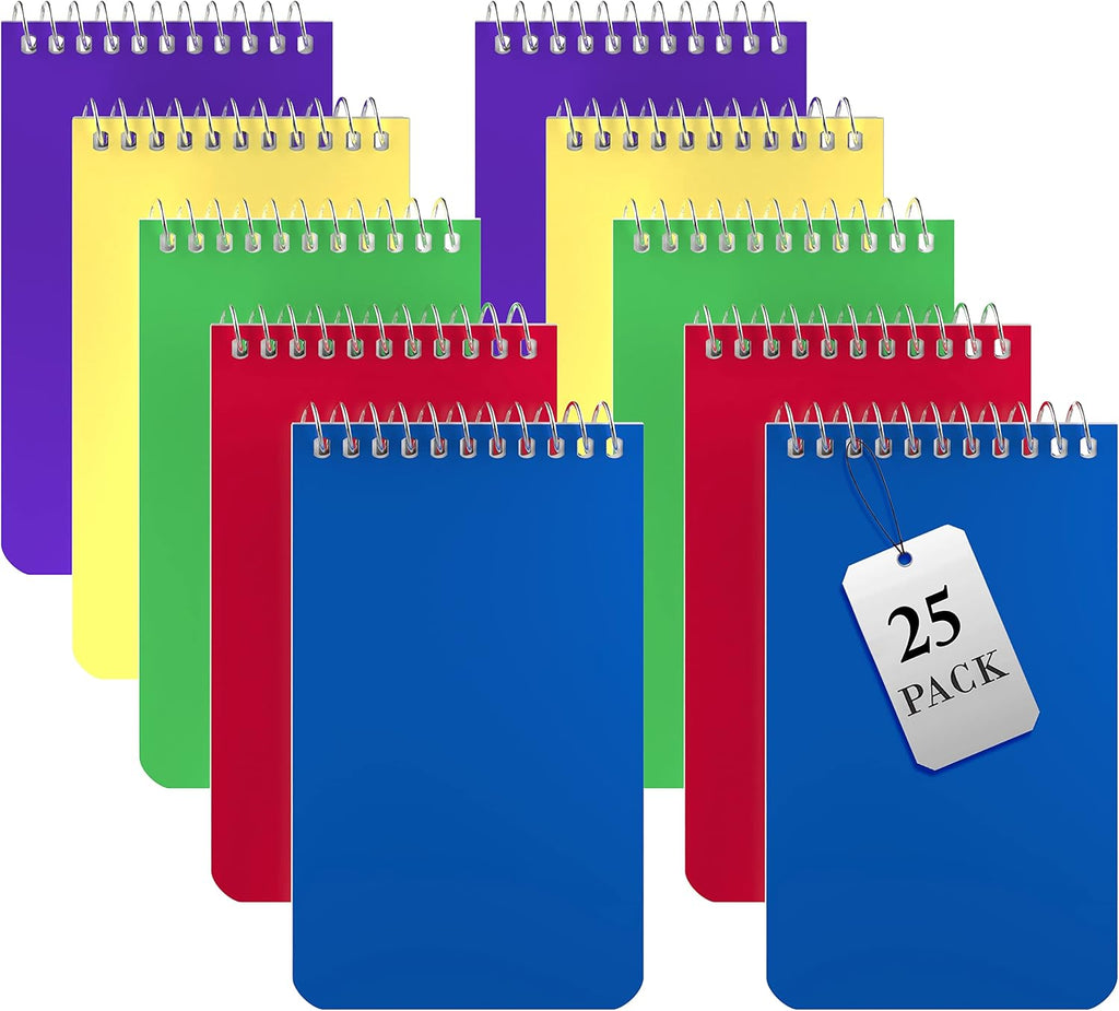 Alitte Small Notebooks, Spiral Notepads 3x5 - (Bulk Pack of 25) Pocket Notebook, Memo Pads For Home, Office, College, Sc