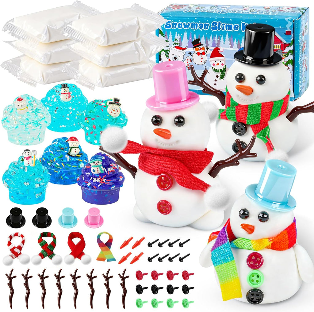6 Pack Slime Stocking Stuffers, Stocking Stuffers for Kids,Christmas Crafts, Kids Crafts Snowman DIY Kit,Crafts Xmas Gif