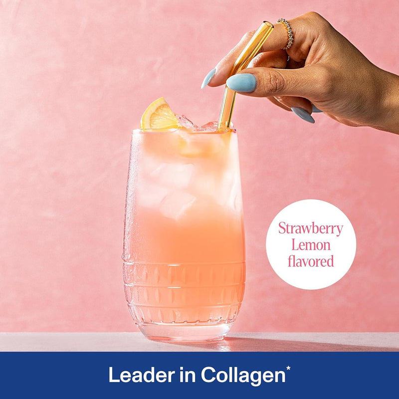 Vital Proteins Péptidos de colágeno avanzados, péptidos hidrolizados con ácido hialurónico y vitamina C - Polvo de sabor a limón y fresa, 10.5 onzas