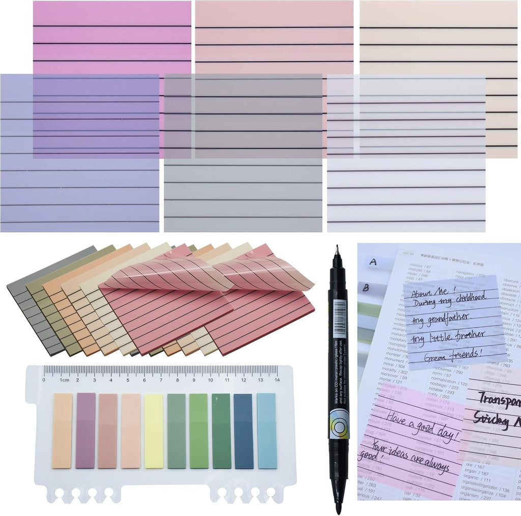 YOUDEFUL 800Pcs Transparent Sticky Note, 3"x3" Clear Sticky Note with Line