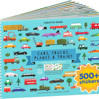 Cupkin Cars, Trucks, Planes & Trains Coloring & Sticker Book, 500+ Stickers