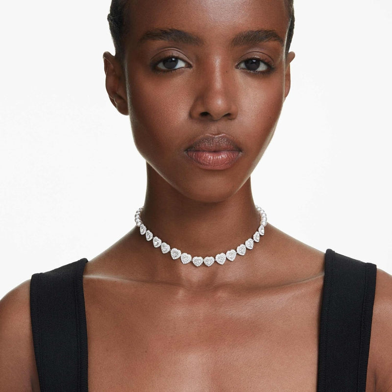 Swarovski Ariana Grande Collection, Clear Crystal & Pearls, Rhodium Finish, Necklaces, Earrings and Bracelets