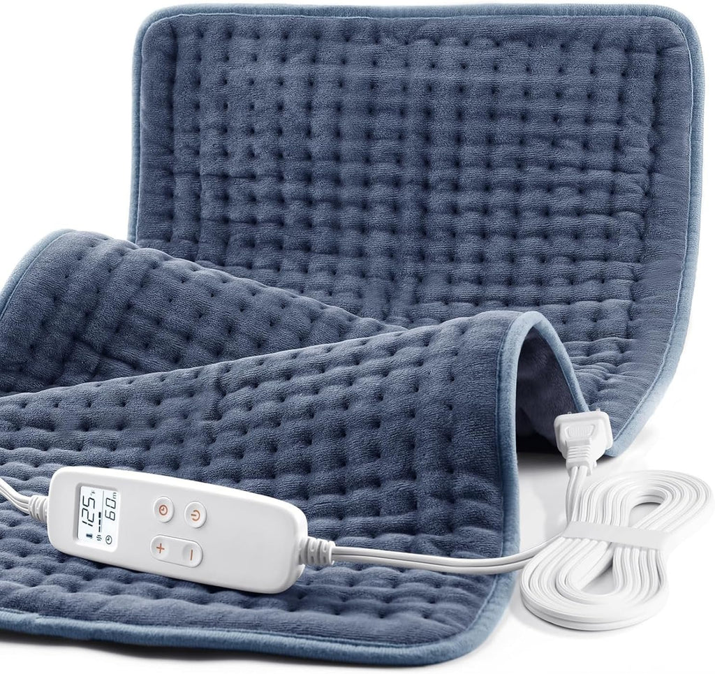 VAAGHANM Almohadilla calefactora: 33 x 17 pulgadas almohadilla térmica eléctrica para espalda - Almohadilla térmica extra grande para hombro/cuello/rodilla/brazos - Temporizador mejorado de 6 y 6