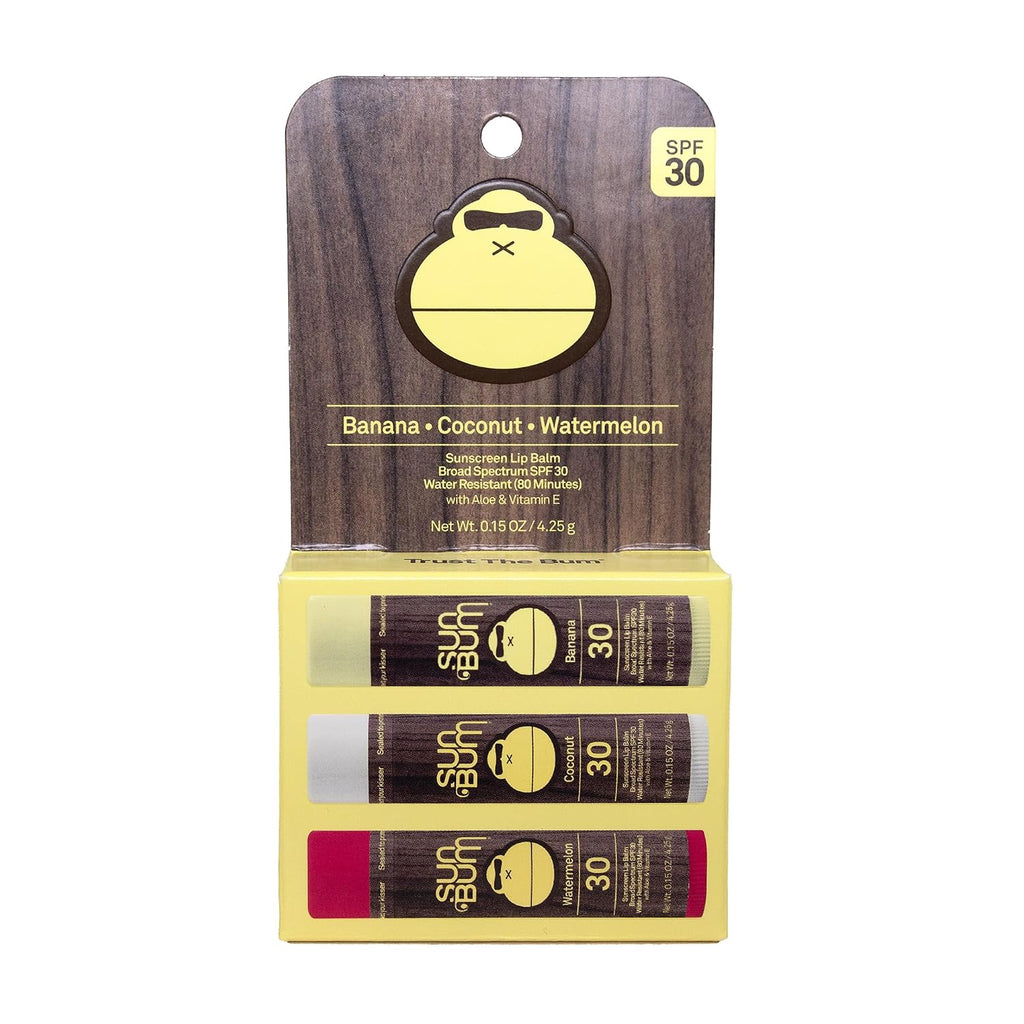 Sun Bum SPF 30 Sunscreen Lip Balm, 3 Flavor Variety Pack - 0.15 oz (3-Pack)