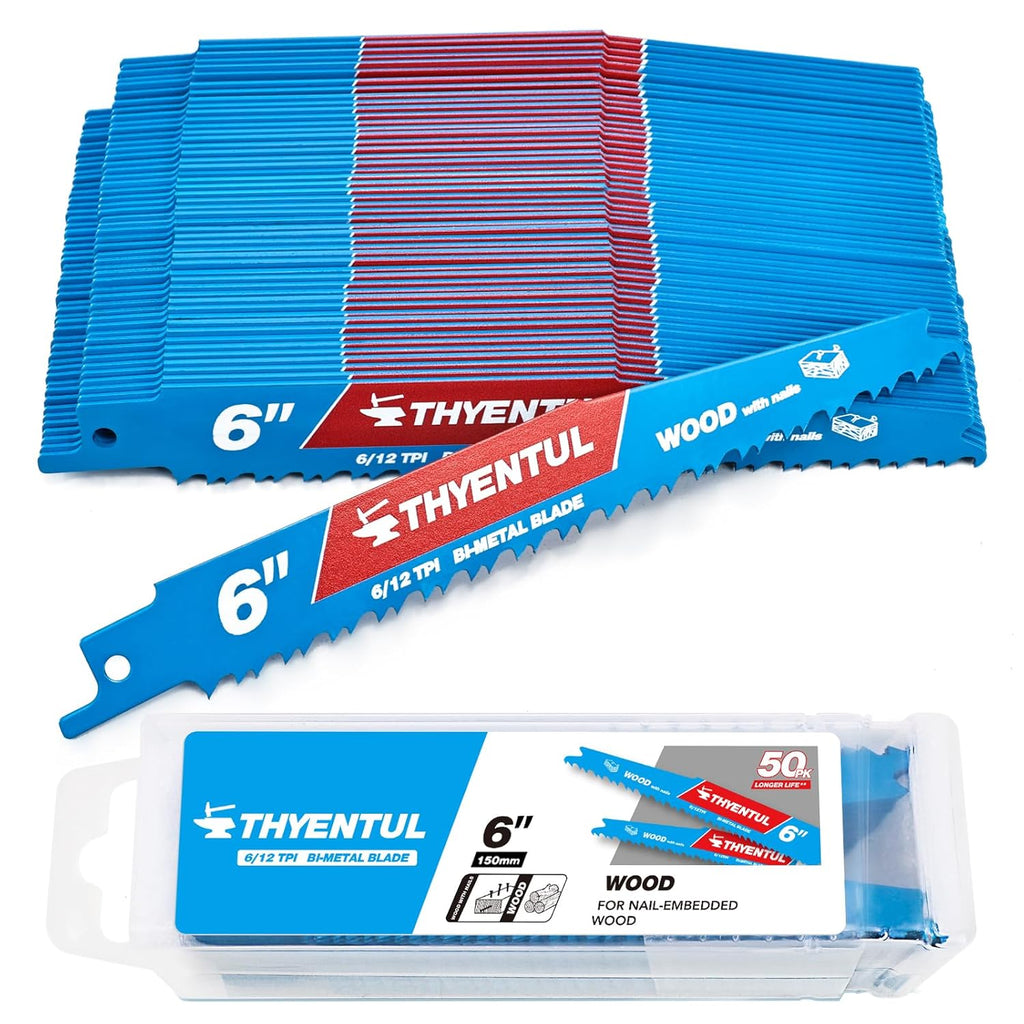 50 Pack 6in 6/12TPI Stud and Nail-Embedded Saw Blades,Bi-Metal Demolition Reciprocating Saw Blade for Nail-Embedded Wood