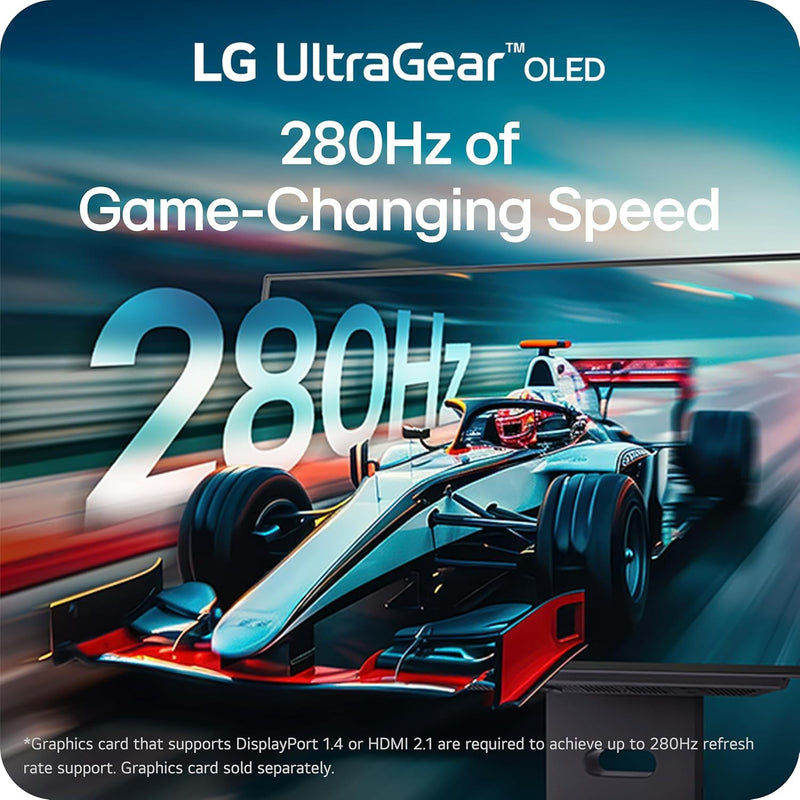 LG 27GX700A-B 27-inch Ultragear QHD (2560 x 1440) OLED Gaming Monitor, 280Hz, 0.03ms, NVIDIA G-Sync, AMD FreeSync Premium Pro, VESA DisplayHDR TrueBlack500, with up to DCI-P3 99.5%, HDMI 2.1, Black