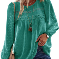 Falechay Plus Size Tops for Women Cute Loose Long Sleeve Turquoise 4XL