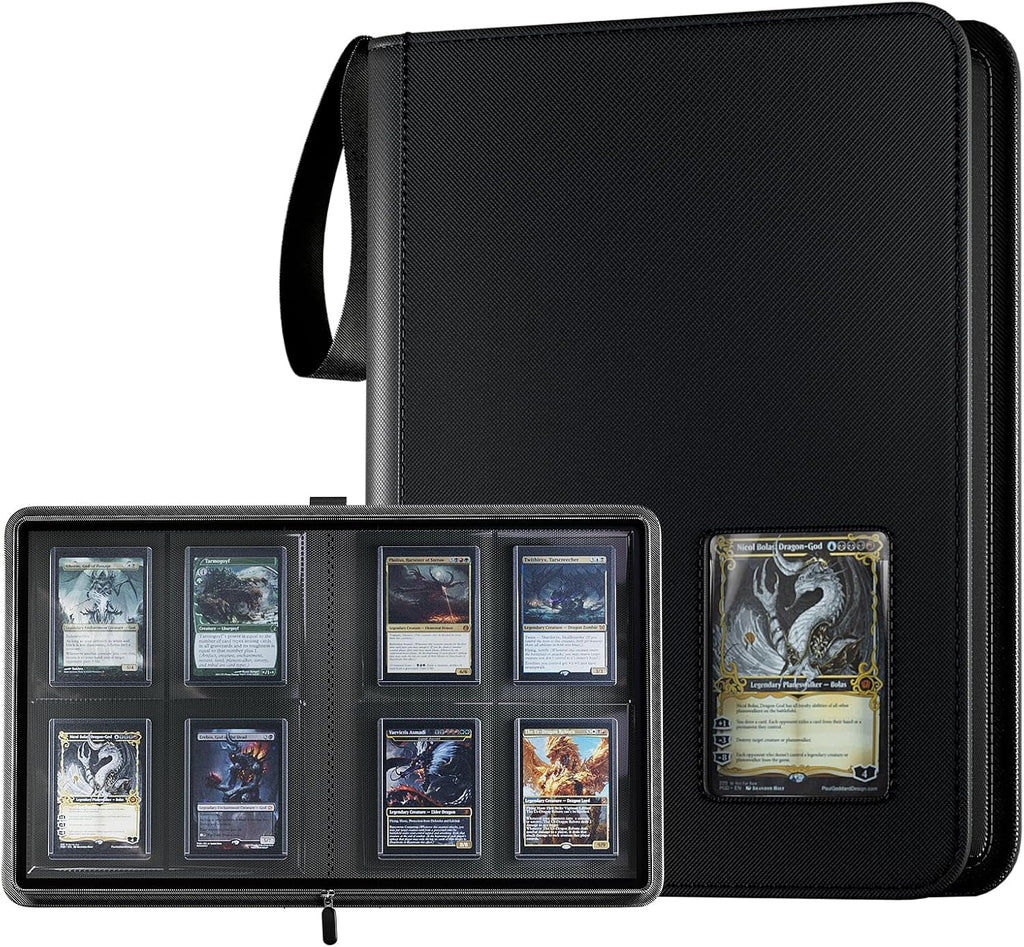 ProCase 4 Pocket Top Loader Binder, Hold 144 Cards in Toploaders -Black