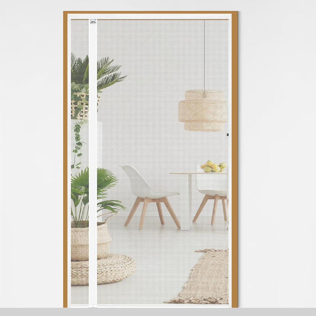 CHIYUNS White Reversible Left Right Side Opening Screen Door, Mesh Magnetic Closure Heavy Duty, Fits 70 x 80 Door, Self