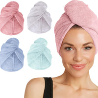 Turbie Twist 4-Pack Microfiber Hair Towel for Beauty, Travel, Gifting - Hair Wrap Turban for Straight, Wavy & Curly Hair