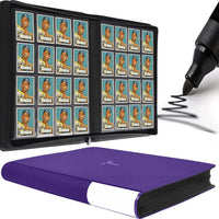 TIFFDADA Trading Card Binder 16 Pocket, Holds 1600+ Cards, Ringless 50 Double-Sided Sleeves, Spine Label with Maker Pen,