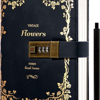 CAGIE Journal with Lock for Women Girls, Black, 5.5 x 8 in