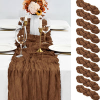 10 Pack Brown Table Runner 10Ft Cheesecloth Table Runner Boho Gauze Cheese Cloth Table Runners Romantic Long Sheer Fabri