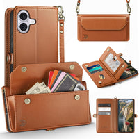 DJBull for iPhone 17 6.3" Wallet Case with Card Holder, Shoulder and Wristlet Straps, Soft PU Leather, Magnetic Snap, Fl