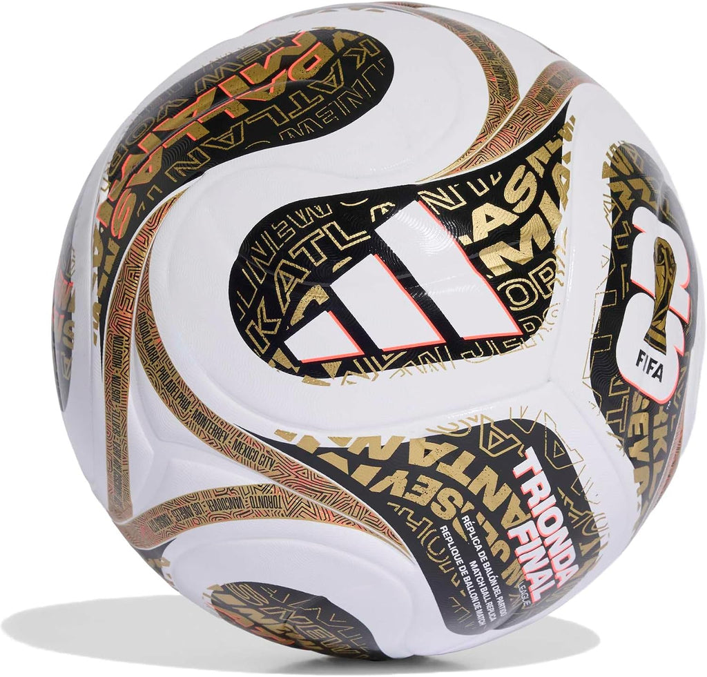 adidas Unisex-Adult World Cup League Finals Ball, White/Black/Gold Metallic, 5