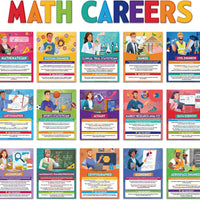 Funrous 15 Pcs Math Career Posters Bulk Math Bulletin Board Decorations for Classroom 11x14in Elementary Educational Car