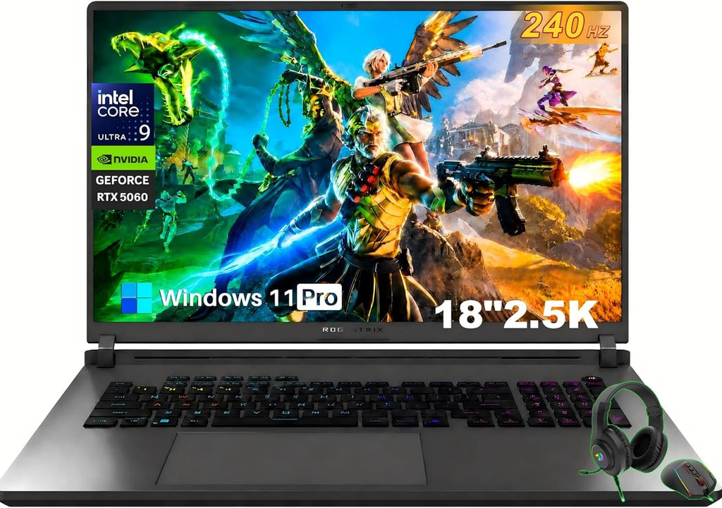 ASUS ROG Strix G18 18-Inch Gaming Laptop, Intel 24-Core Ultra 9 275HX (Up to 5.4GHz), RTX 5060 Laptop GPU, 32 GB DDR5 5600MHz, 1 TB SSD, 18" 2.5K WQXGA 240Hz Nebula Display, Wi-Fi 7, Windows 11 Pro