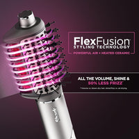 Shark Secador de pelo Shark FlexFusion con cepillo de pelo Fusion, moldeador de aire cerámico con rizadores de pelo auto-enrollables y concentrador, placas cerámicas, Metallic Mist HD641 ⚠️ Versión 12