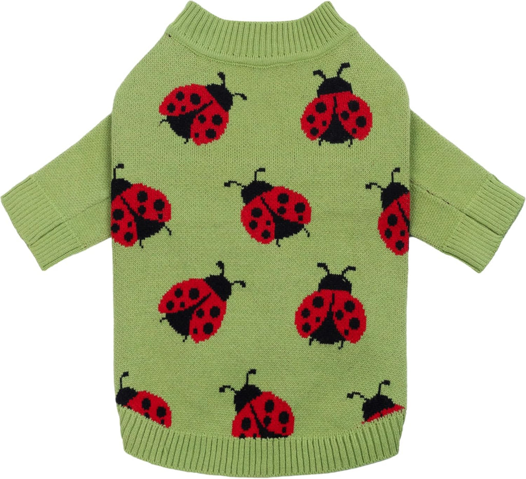 Fitwarm Ladybug Dog Sweater, Warm Dog Winter Clothes for Small Dogs Boy Girl, Pet Outfit, Green, Red, Black, Small