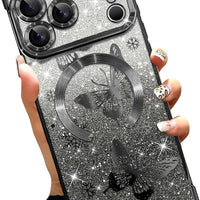 Illians Glitter Phone Case Made for iPhone 17 Pro Max, Black Butterfly