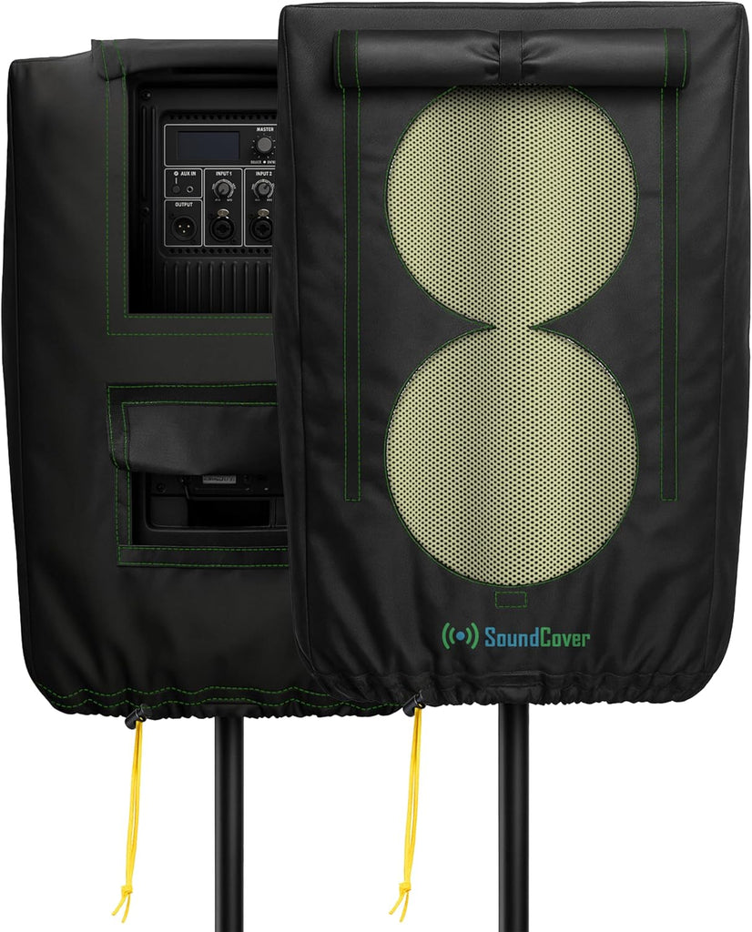 SoundCover Professional Grade 600D Protective Cover for Stand Mounted 12" PA/DJ Powered Speaker with SoundFlap - Black -