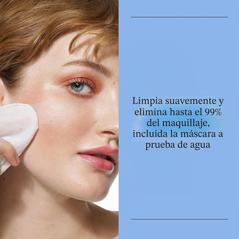 Neutrogena Toallitas para quitar maquillaje micelares sin alcohol para el rostro, eliminan la máscara impermeable y el aceite, toallitas de tela 100% compostable a base de plantas