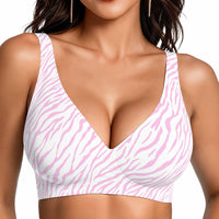 OEAK Womens Jelly Bras Wireless Deep V Comfy Push Up Tshirt Bras ZP L