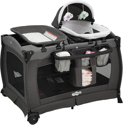 Ofertaza, Pamo babe Pack and Play with Bassinet Baby Playpen Foldable 4 in 1