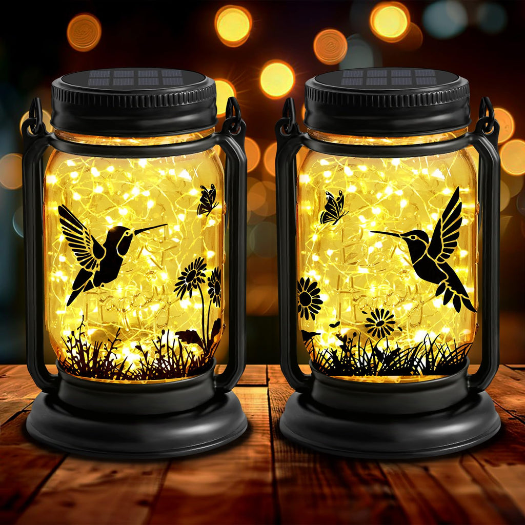 2Pack Hummingbird Solar Lanterns Outdoor Waterproof,Gifts for Women Mom
