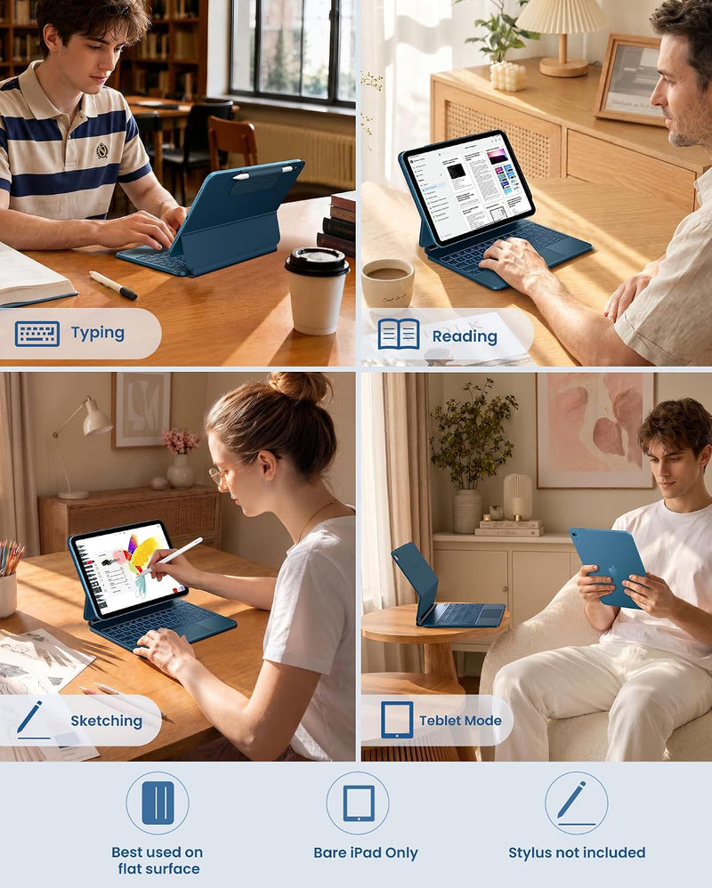 Funda con Teclado typecase Edge para iPad 11" (A16) / 10.ª Gen - Azul Pacífico