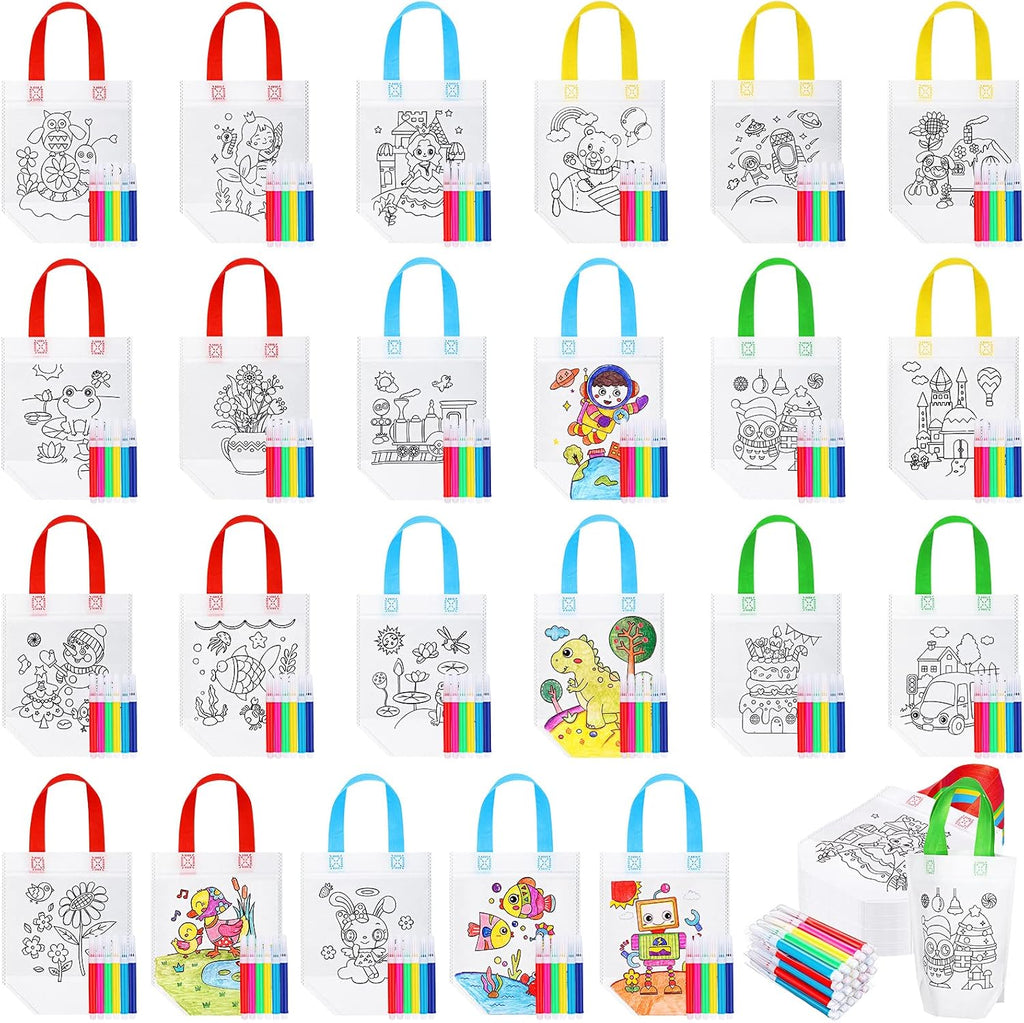 Chunful 24 Pcs Coloring Bags with Markers, Lovely with Maker
