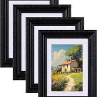 eletecpro 5x7 Vintage Picture Frame, Glass Cover, Black, 4-Pack