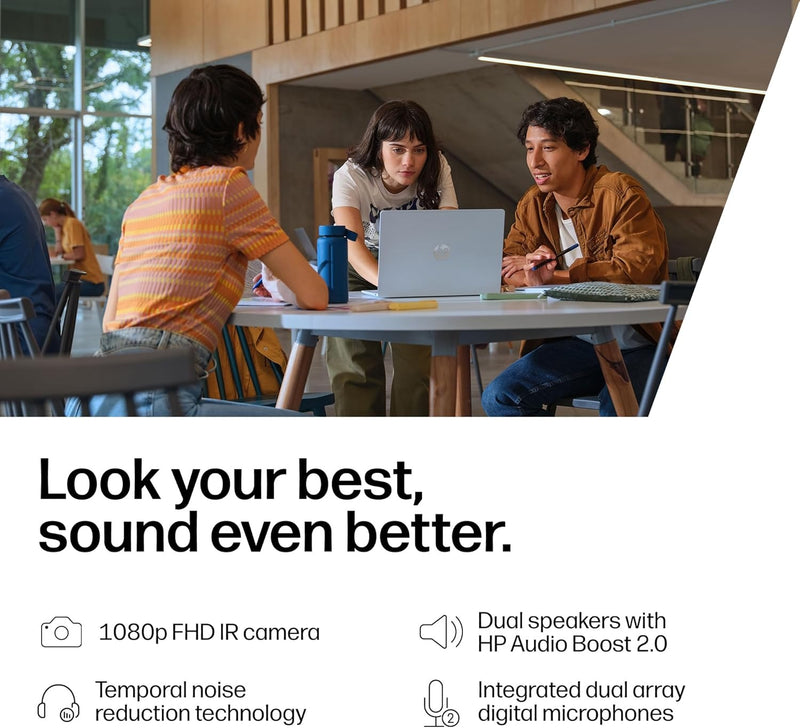 HP OmniBook 5 16 inch Next Gen AI PC, 2K Display, Snapdragon X X1-26-100, 16 GB RAM, 512 GB SSD, Qualcomm Adreno GPU, Windows 11 Home, Glacier Silver, 16-fb0299nr