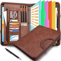 NATISERAUM Padfolio Portfolio Binder with Handle, 3-Ring Folder Organizer, Vegan Leather Portfolio with Notepad Includes