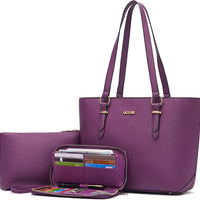 Qiyuer Women 13" Cute Tote Handbag Set Purses with RFID Wallet 3PCS