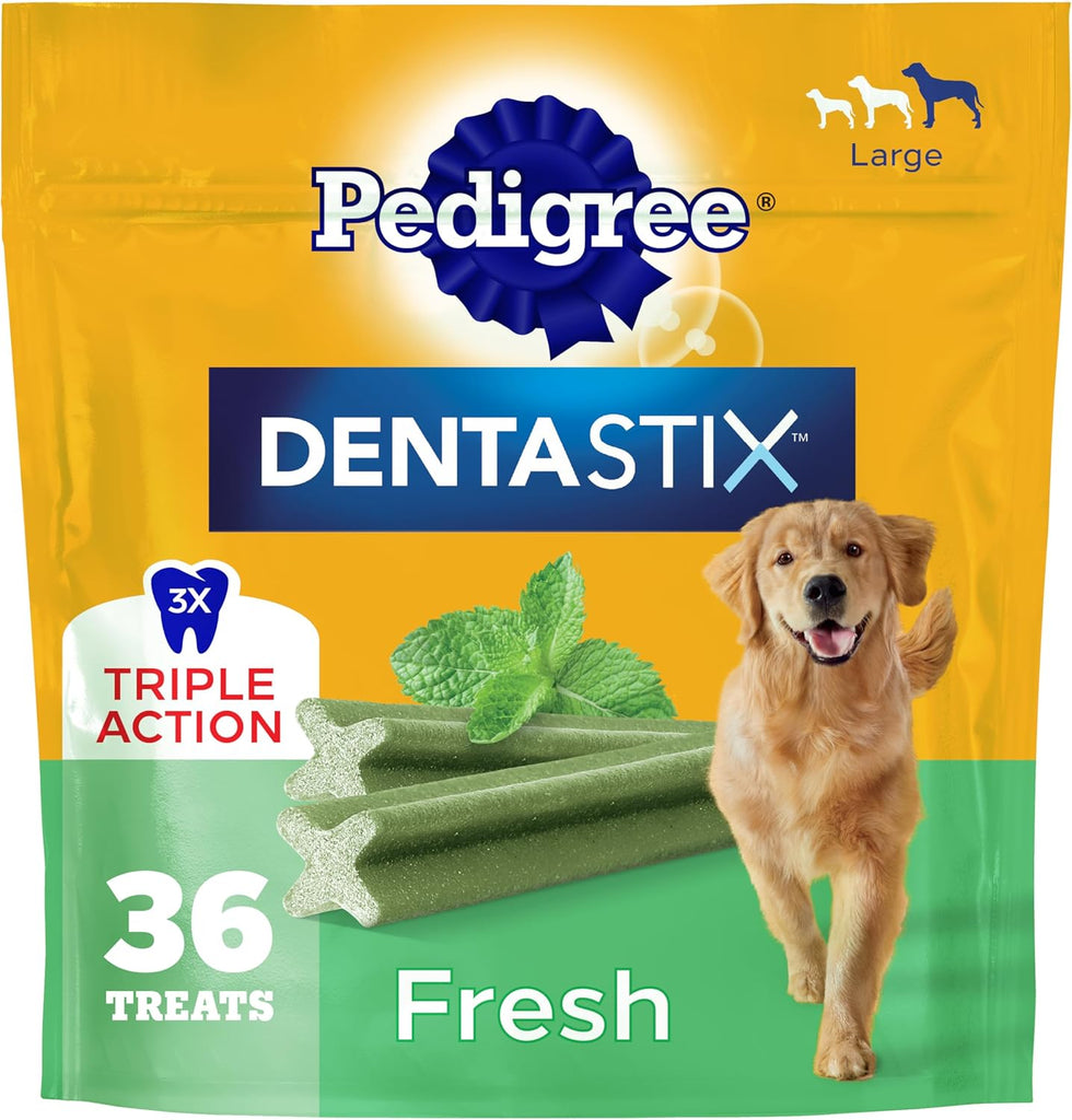 Pedigree Dentastix Large Breed Dental Dog Treats, Fresh, 36 Count