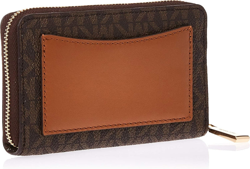 Michael Kors Jet Set Small Zip Around Card Case, Gold-Tone Hardware/Brown/Acorn