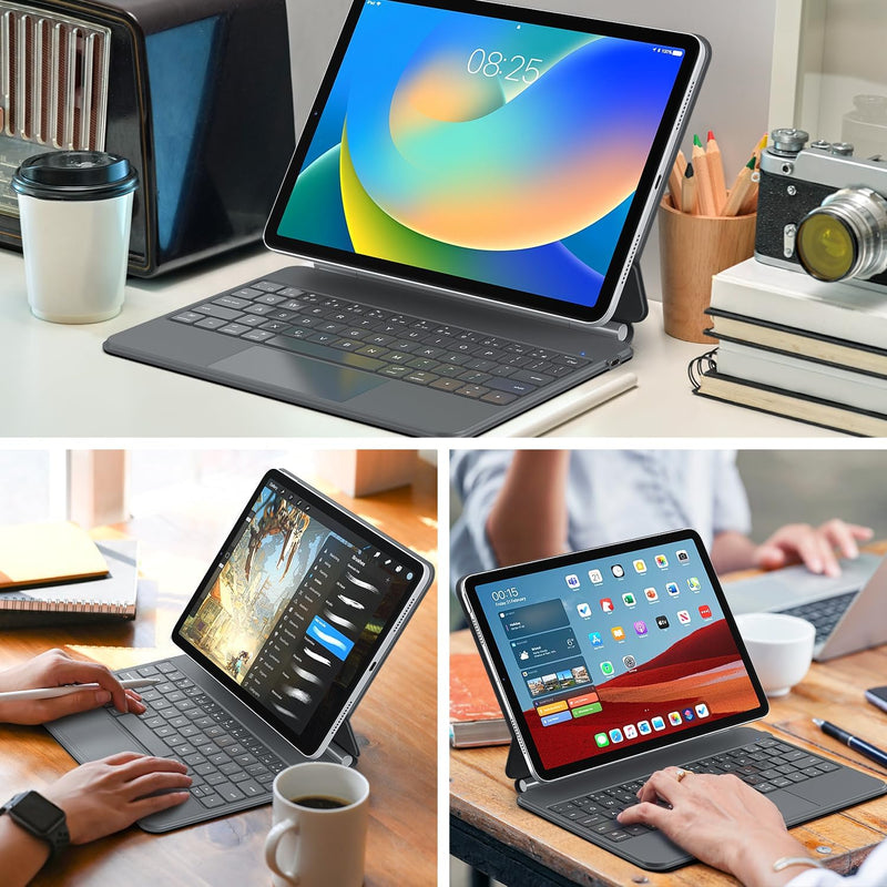 Funda con Teclado runelk para iPad 10.ª / 11.ª Gen (A16) - Gris