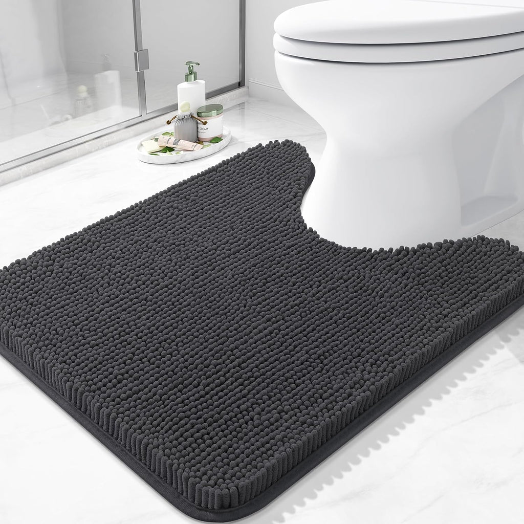 Arotive Bathroom Toilet Rugs Chenille U Shaped 24x20, Dark Grey