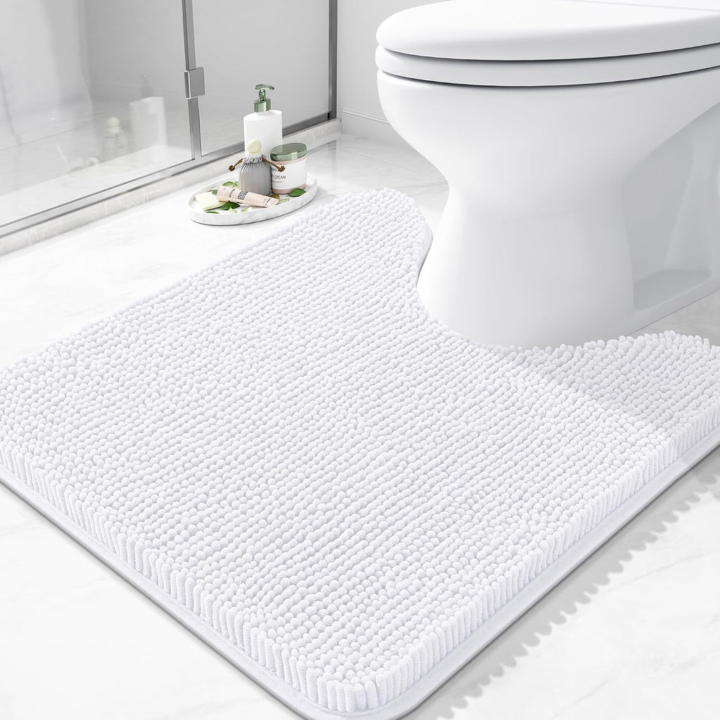Arotive Bathroom Toilet Rugs Chenille U Shaped 24x24, White